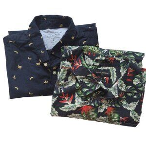 Banana Republic Mens Shirts Lot of 2 L Linen Cotton Slim Banana Tropical Print